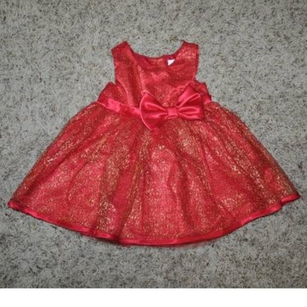Girls Christmas Dress 24 months Red Sparkle Formal Empire Waist Scoop Youngland